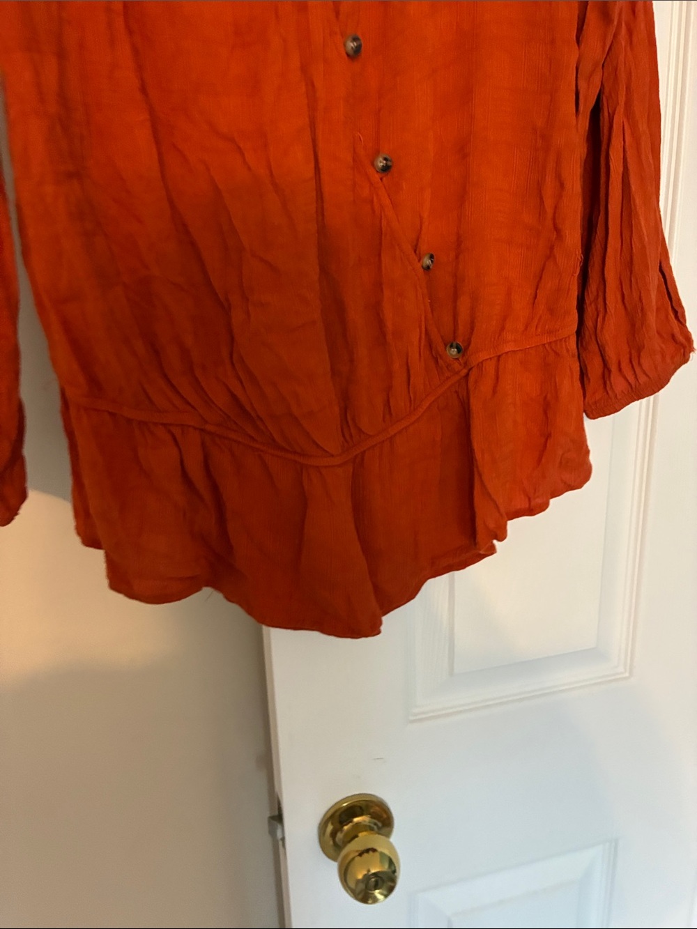 Democracy Rust Orange Button-Front Peasant Tunic - Picture 4 of 8